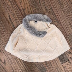 Janie & Jack Cream Sweater with Faux Fur Collar size 6-12 mo